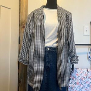 Vintage Houndstooth Black and White Women's Jacket 1980s/90s